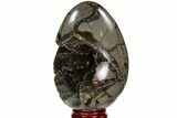 Septarian Dragon Egg Geode - Black Crystals #111228-2